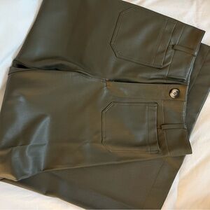 Maeve Colette Faux Leather Green Pants